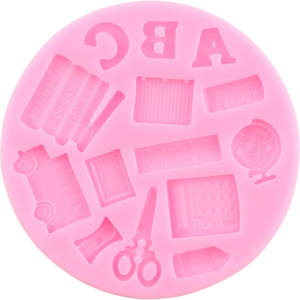 Back to School Silicone Molds Fondant Candy School Bus Book Scissor Drawing Pen - Picture 8 of 9